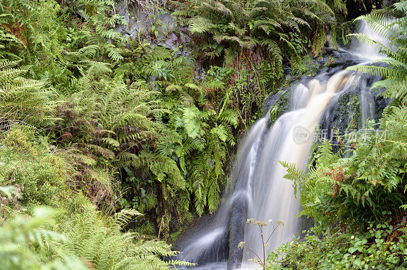 苏格兰乡村Kirkcudbrightshire, Dumfries和Galloway的小瀑布